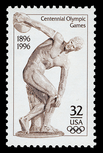 U.S. stamp commemorating the centennial of the Olympic Games. 