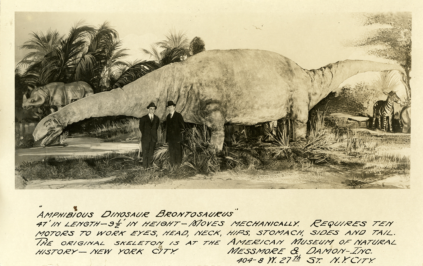 Postcard, Amphibious Dinosaur Brontosaurus, 1933