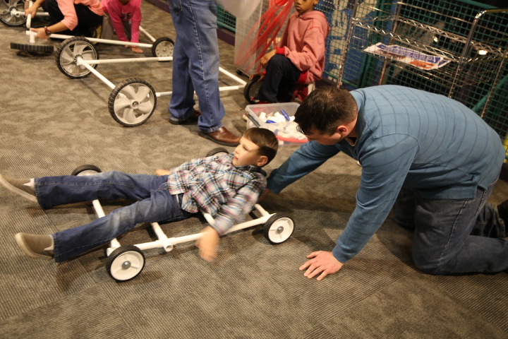 Dad and son work together to prototype a new car at Invent-A-Vehicle