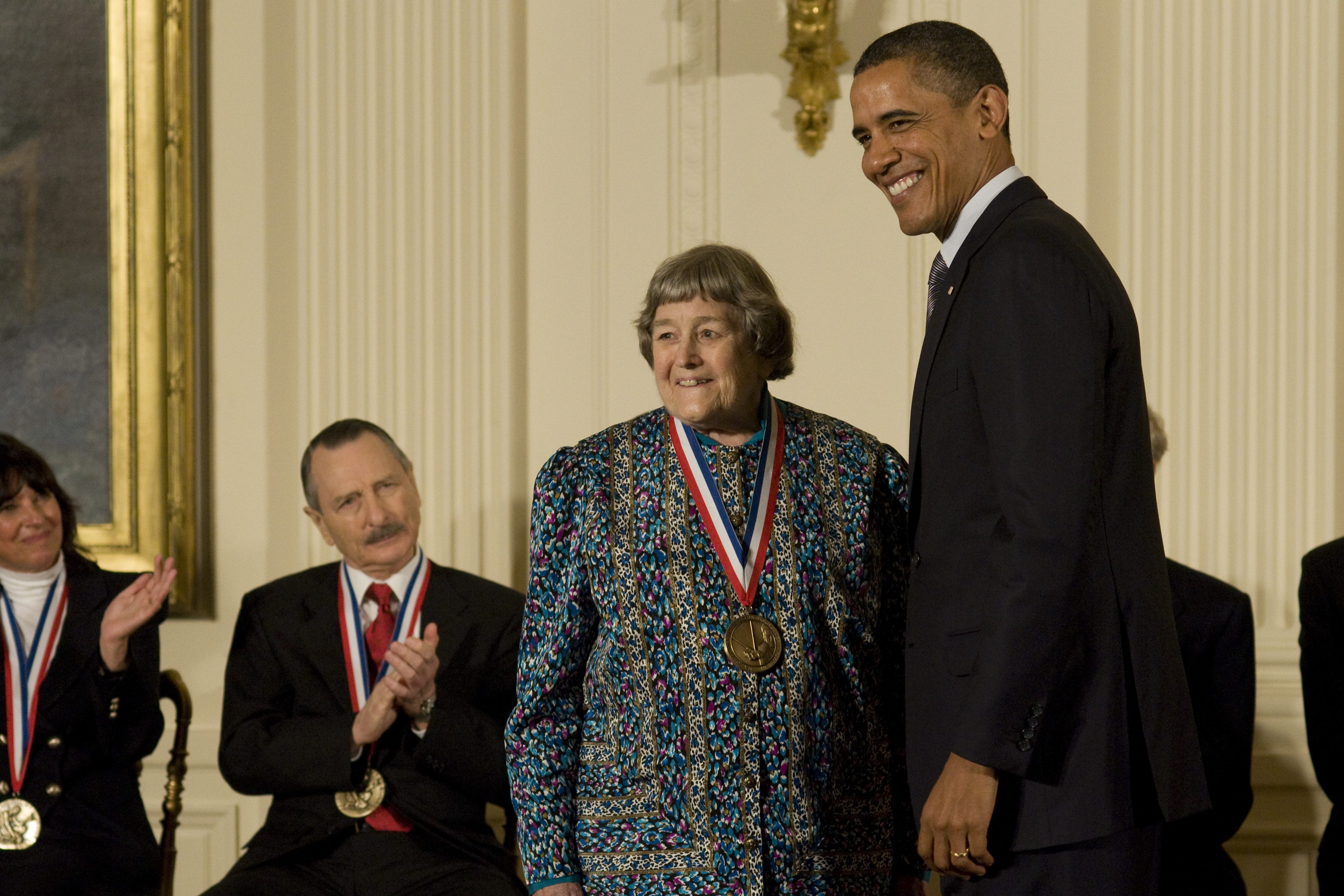 Yvonne Brill receiving the National Medal of Technology and Innovation in 2010 from President Obama.