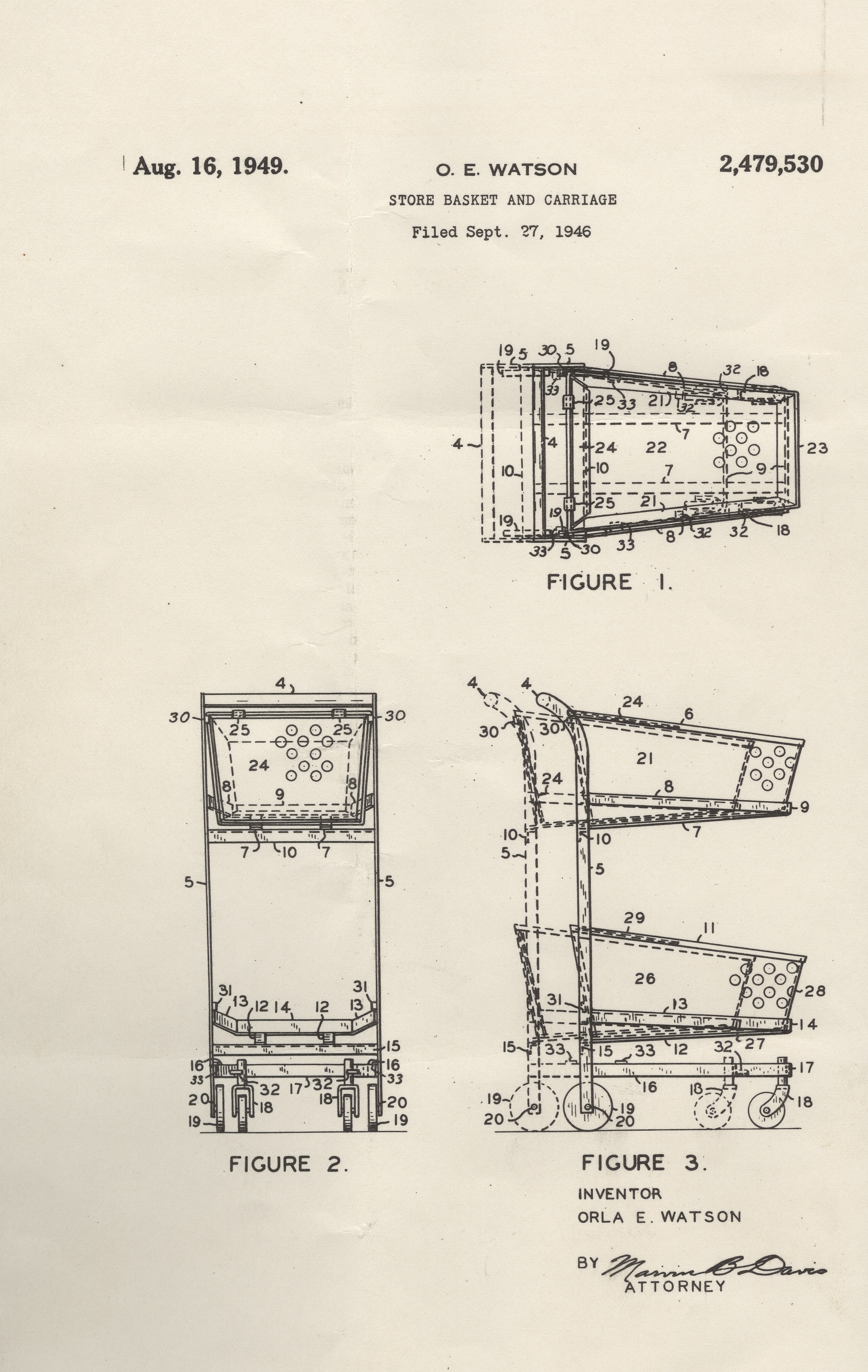 Orla Watson's Patent for the Telescoping Shopping Cart