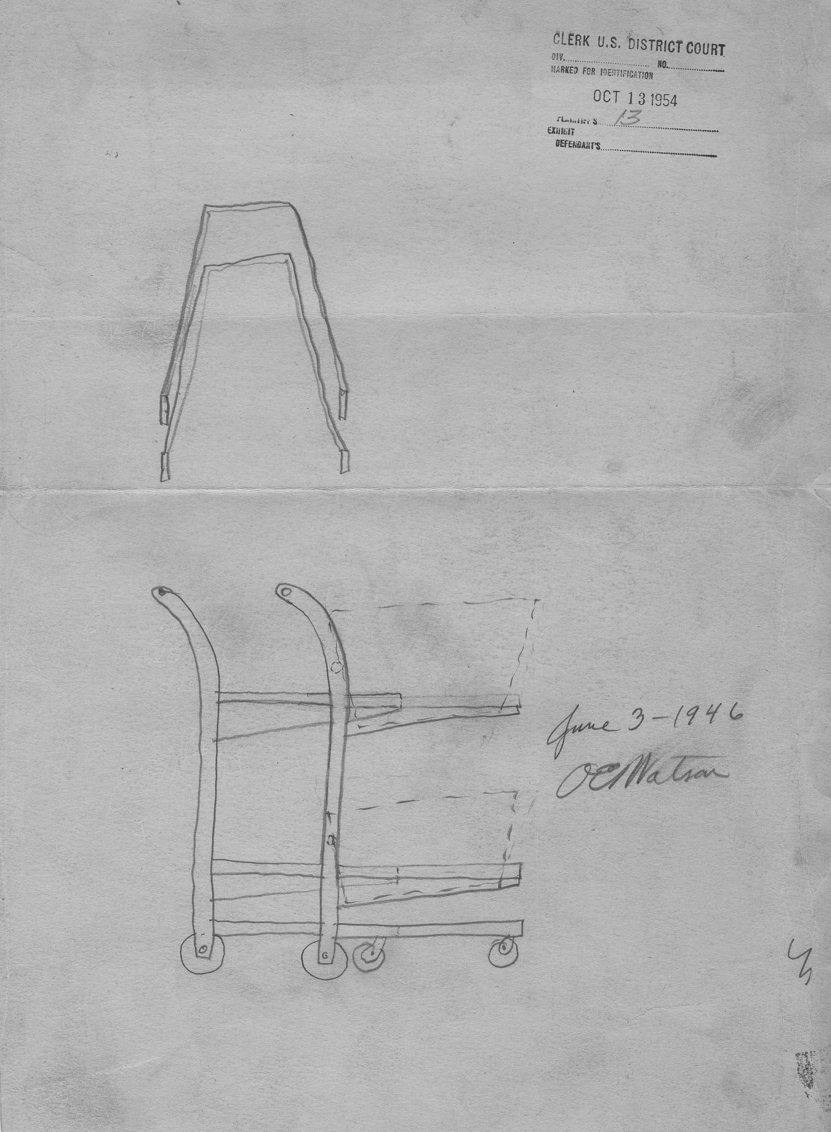 Sketch of telescoping shopping cart