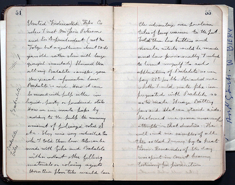 Two-page spread of handwritten diary