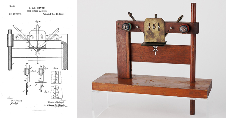 Composite image: patent drawing with patent model