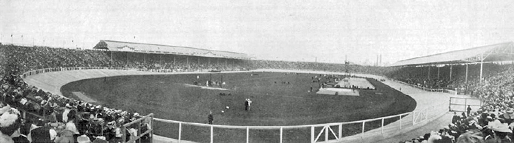 Panoramic view of the field at White City Stadium