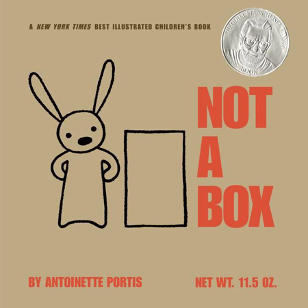 Cover for book Not a Box showing a line drawing of a rabbit standing next to a box