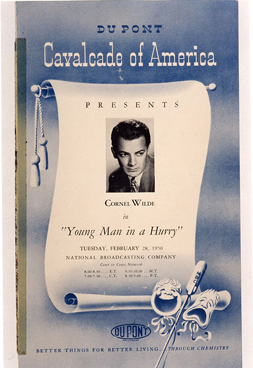 Poster promoting Young Man in a Hurry radio episode, 1950