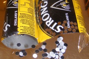 Making "sequins" from Strongbow aluminum cans