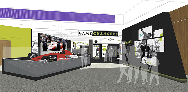 Rendering of exhibition entrance showing STP-Paxton Turbocar