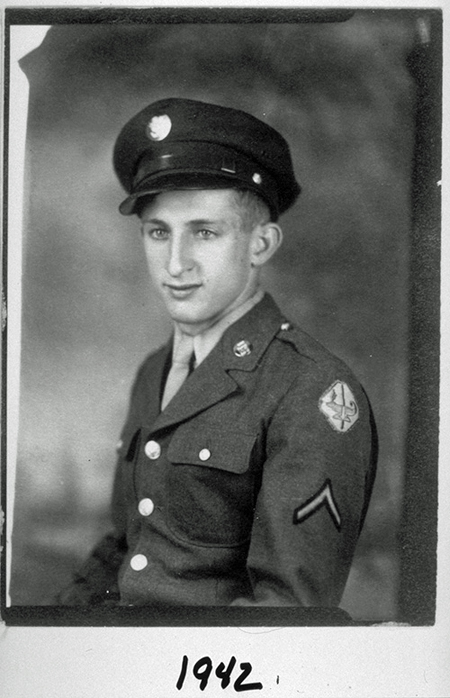 Three-quarters portrait photo of Jerome Lemelson in his Army Air Corps uniform in 1942.