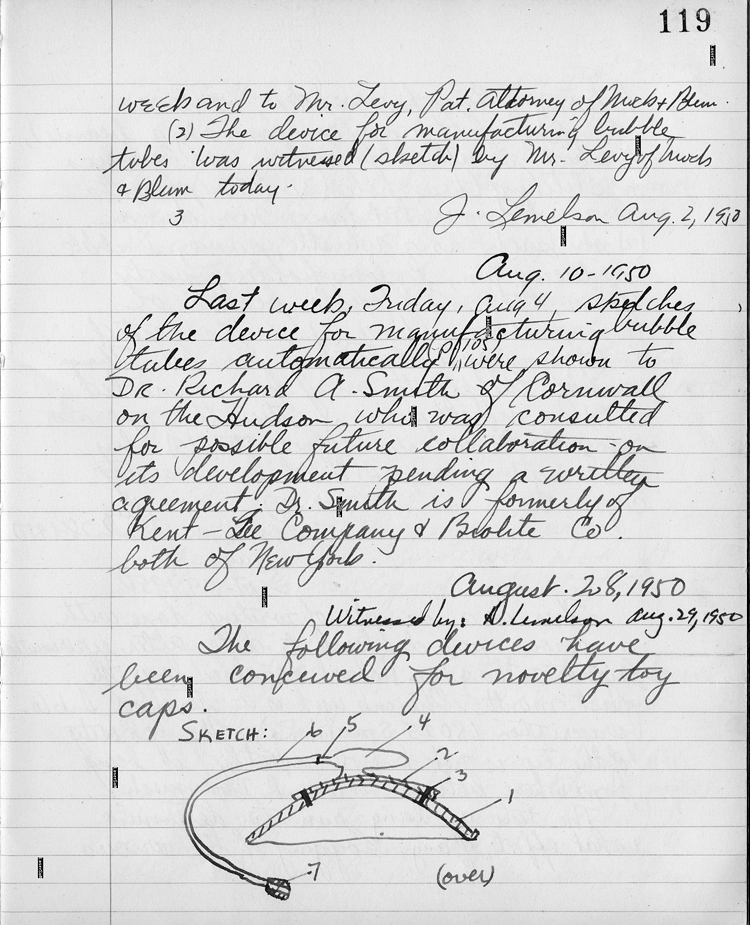 Page from Lemelson's invention notebook