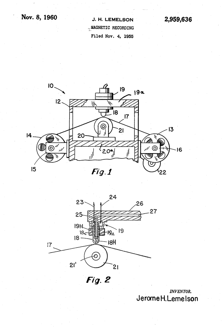 One of Lemelson's patents related to magnetic recording and playback