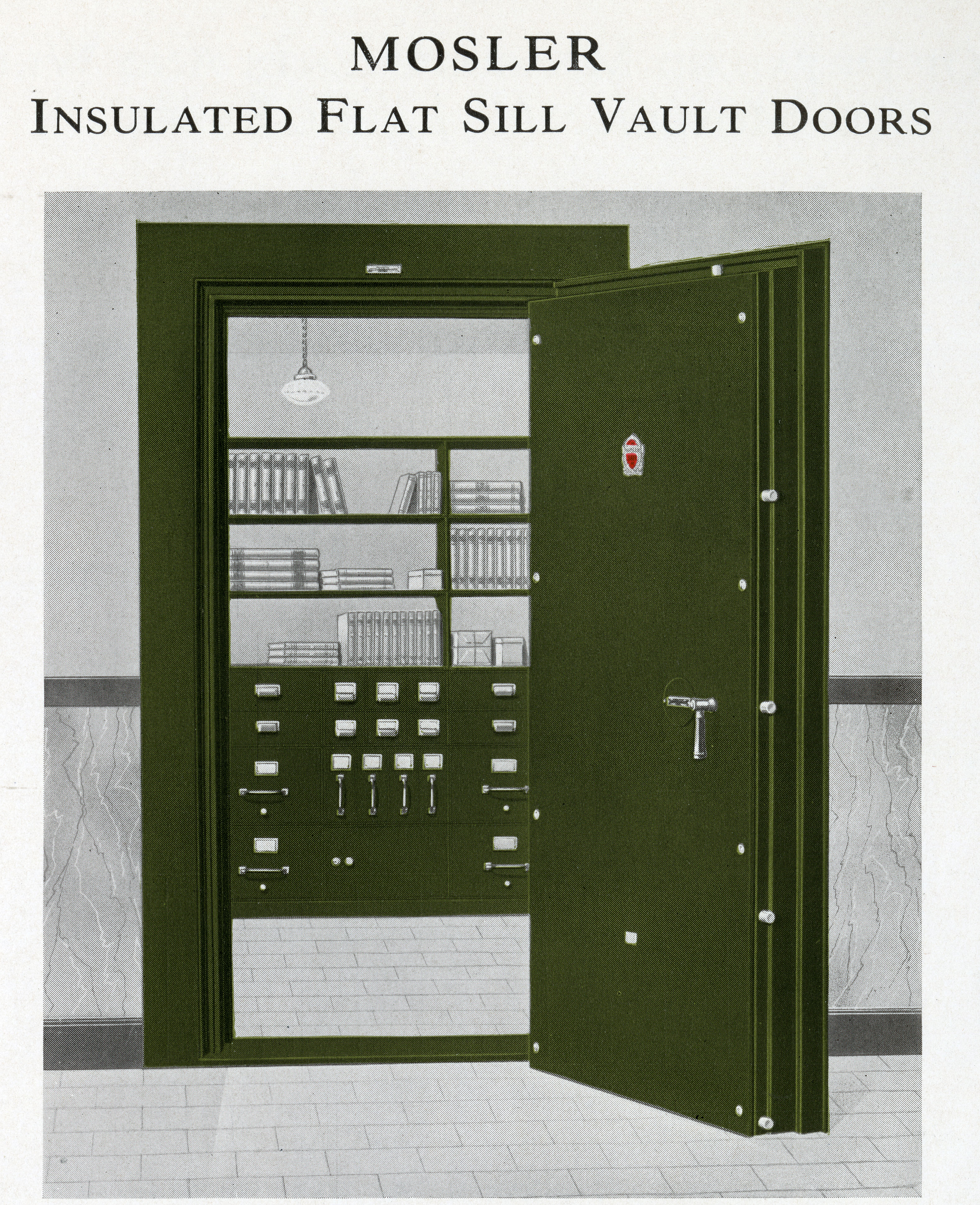 Mosler insulated flat sill vault doors, Mosler Safe Company Catalog, 1932.