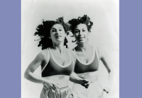 Hinda Miller and Lisa Lindahl wearing Jogbras running