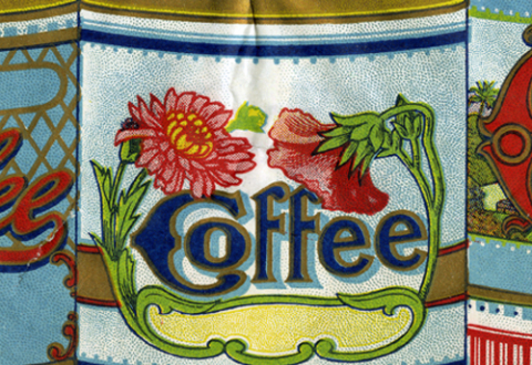 Lithographed color coffee labels by Price Bros. and Co.