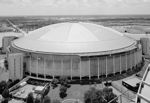 Exterior of Houston Astrodome stadium