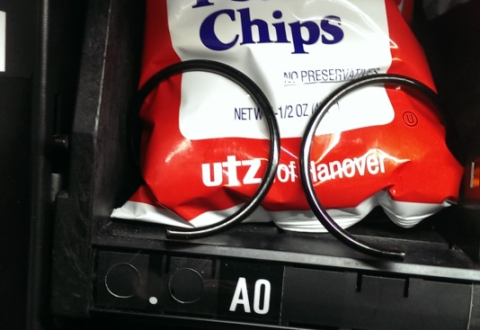 Vending machine potato chip options.
