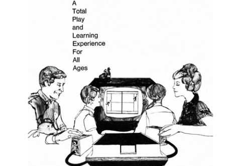Illustration of a family playing Magnavox Odyssey games