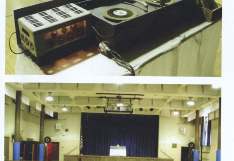 DJ set up in a school gymnasium