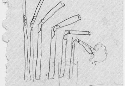 Pencil sketch of a flexible drinking straw.