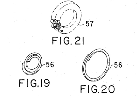 3 figures from Dr. InBae Yoon US patent 3,870,048 showing 3 ring-shaped parts of his tool for minimally-invasive tubal ligations.