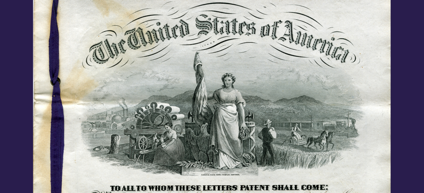 Lithograph US Patent masthead 1870s