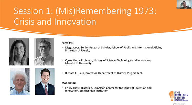 Screenshot of webinar panelist introduction slide featuring four headshots and four names and titles.