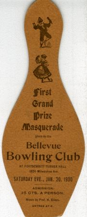 Ticket for Bellevue Bowling Club Masquerade, 1900 January 20