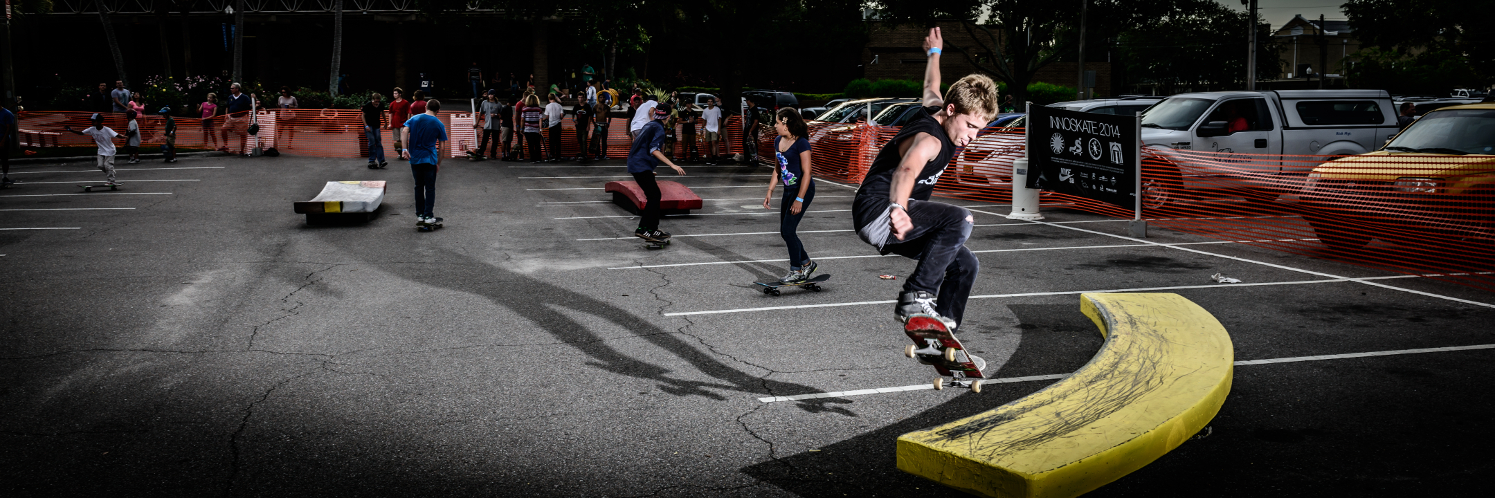 The parking lot at the Polk Museum of Art was turned into a skatepark.