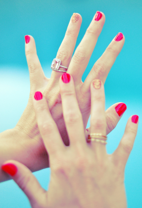 Stock photo of manicured female hands.