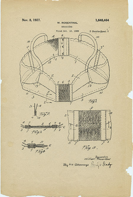 Patent drawing for a brassiere