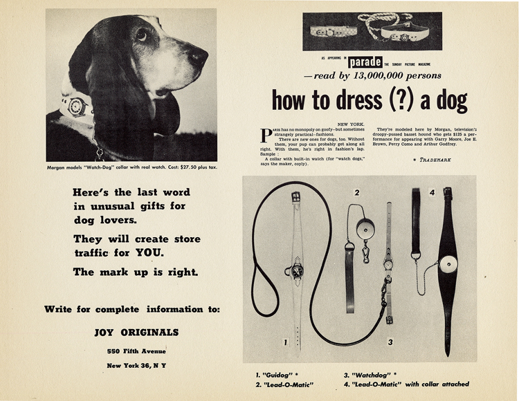 Ad for the dog collar with a built-in watch