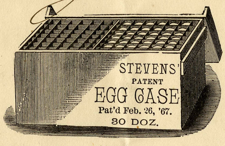 Engraving of a case that can hold 80 dozen eggs