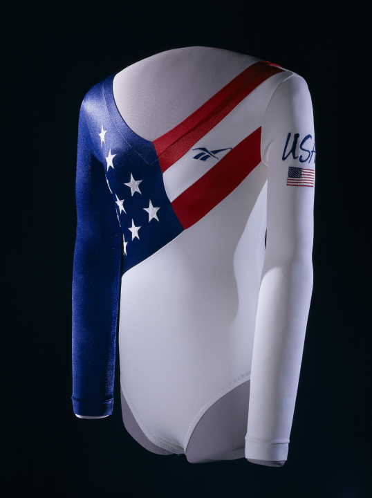 USA gymnastics leotard worn by Dominque Dawes in 1996 Olympics