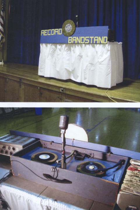 DJ set up in a school gymnasium