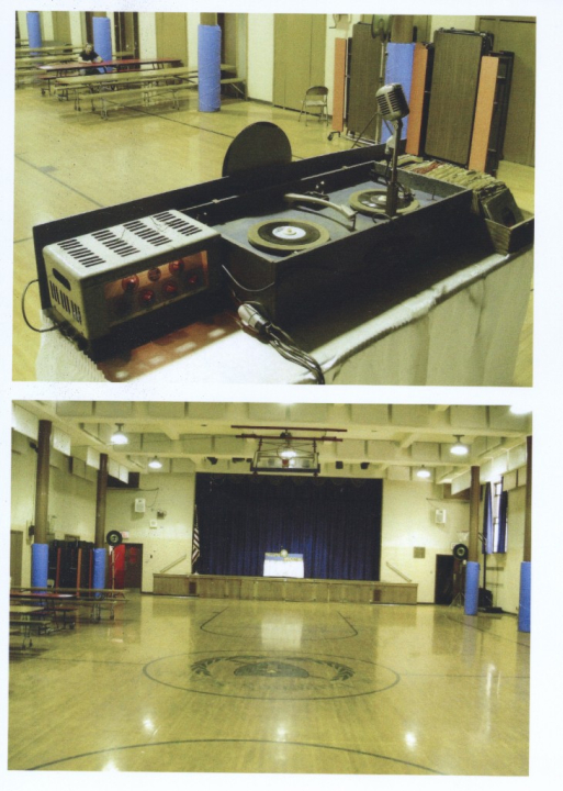 DJ set up in a school gymnasium