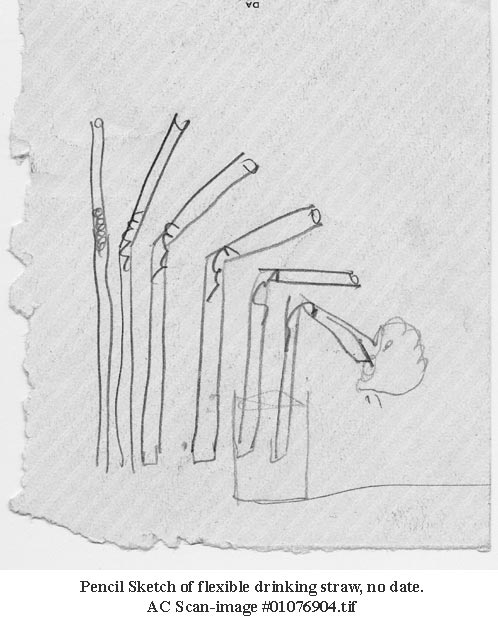 Pencil sketch of a flexible drinking straw.