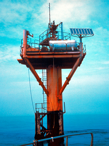 Solar panels on off-shore oil platform, around 2010