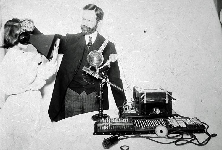 William Hammer showing his daughter Mabel experiments with X-rays 