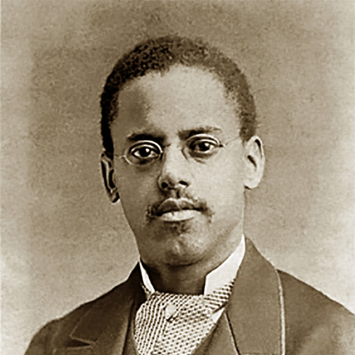 Cropped studio portrait photo of Lewis Howard Latimer, 1882.