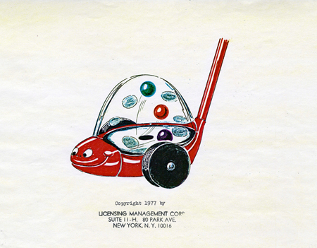 Color drawing for snake popper push toy, 1977