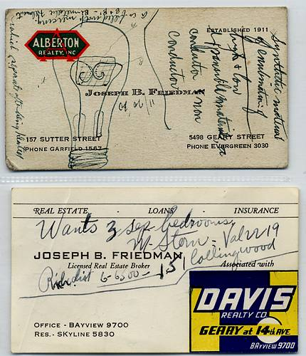 Two of Joseph Friedman’s business cards