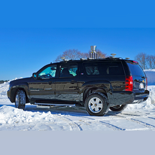 Profile view of self-driving vehicle using localizing ground penetrating radar