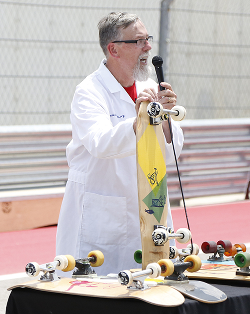 Paul Schmitt explains history of skateboards during Innoskate 