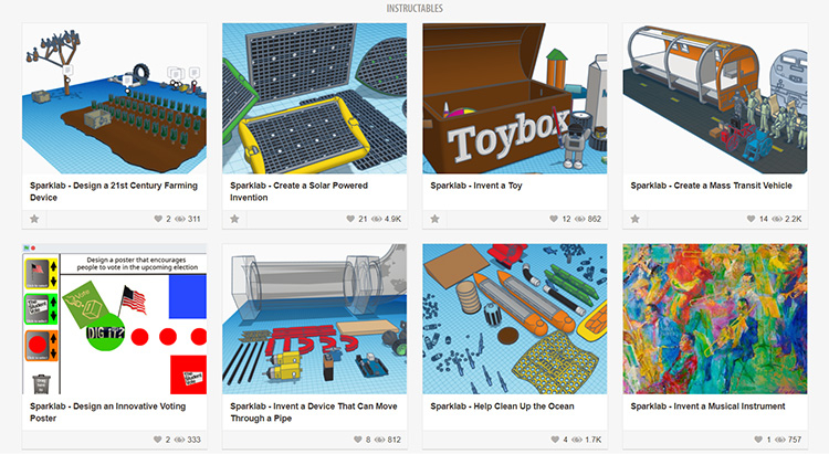 Screenshot of 8 digital invention activities