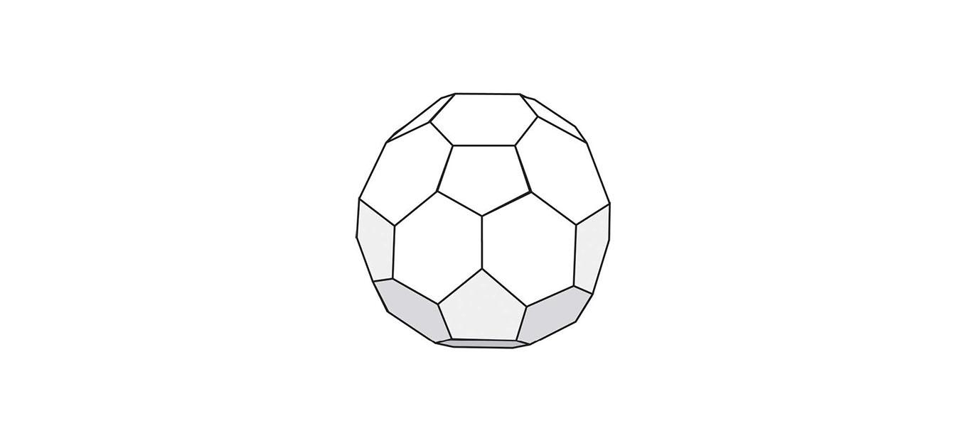 Line drawing of a buckball (looks like a soccer ball)