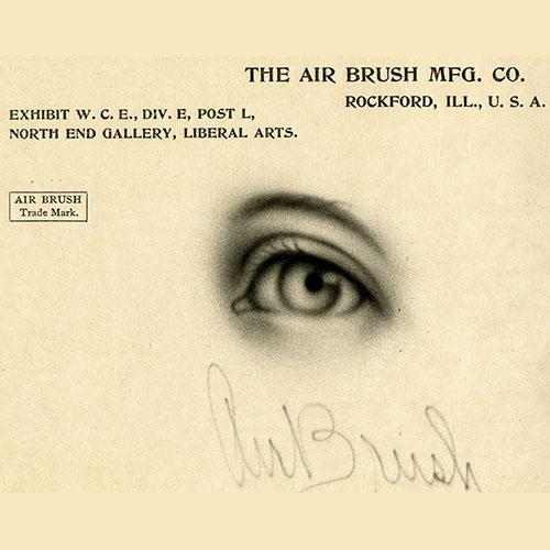 An illustration of an air-brushed eye from a pamphlet about air brushing for painting