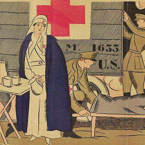 Detail from a World War I poster showing a Red Cross nurse